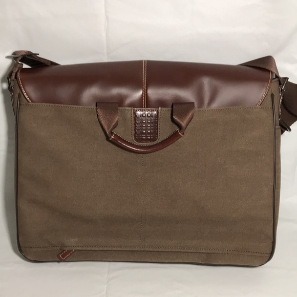 BOCONI NASHVILLE BRYANT LTE SLIM DOUBLE BUCKLE CANVAS & LEATHER MESSENGER - Picture 4 of 15